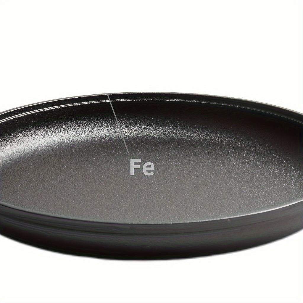 1 Piece Cast Iron Non-Stick Skillet - Versatile for Cooking Pizza, BBQ, Stir Fry and More. Compatible with All Stovetops. Hand Wash Recommended.