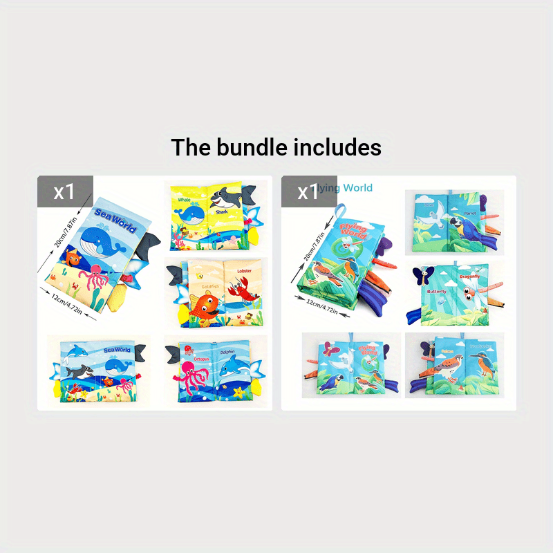 Diikamiiok Colorful Cloth Books for Young Children - Interactive Learning with Cartoon Animal Tails, Soft Fabric, Ages 12-72 months, Educational Toys