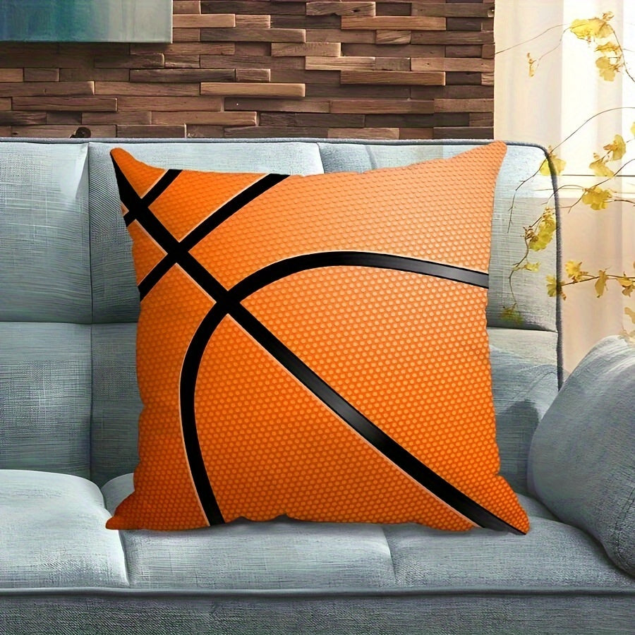 Pillowcase Only - Basketball-themed Design Throw Pillow Cover made from Polyester, Ideal for Sofa and Bed Decor, Perfect for Sports Theme Home Decor, Suitable for ages 14 and up