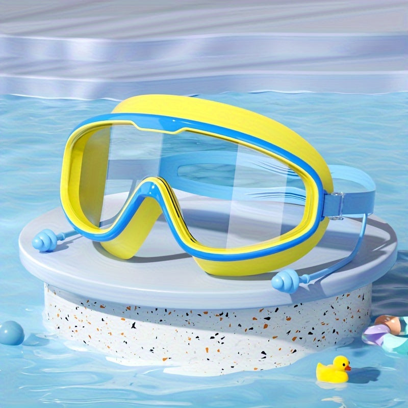 Large frame waterproof swimming glasses with anti-fog goggles, ideal for swimming training.