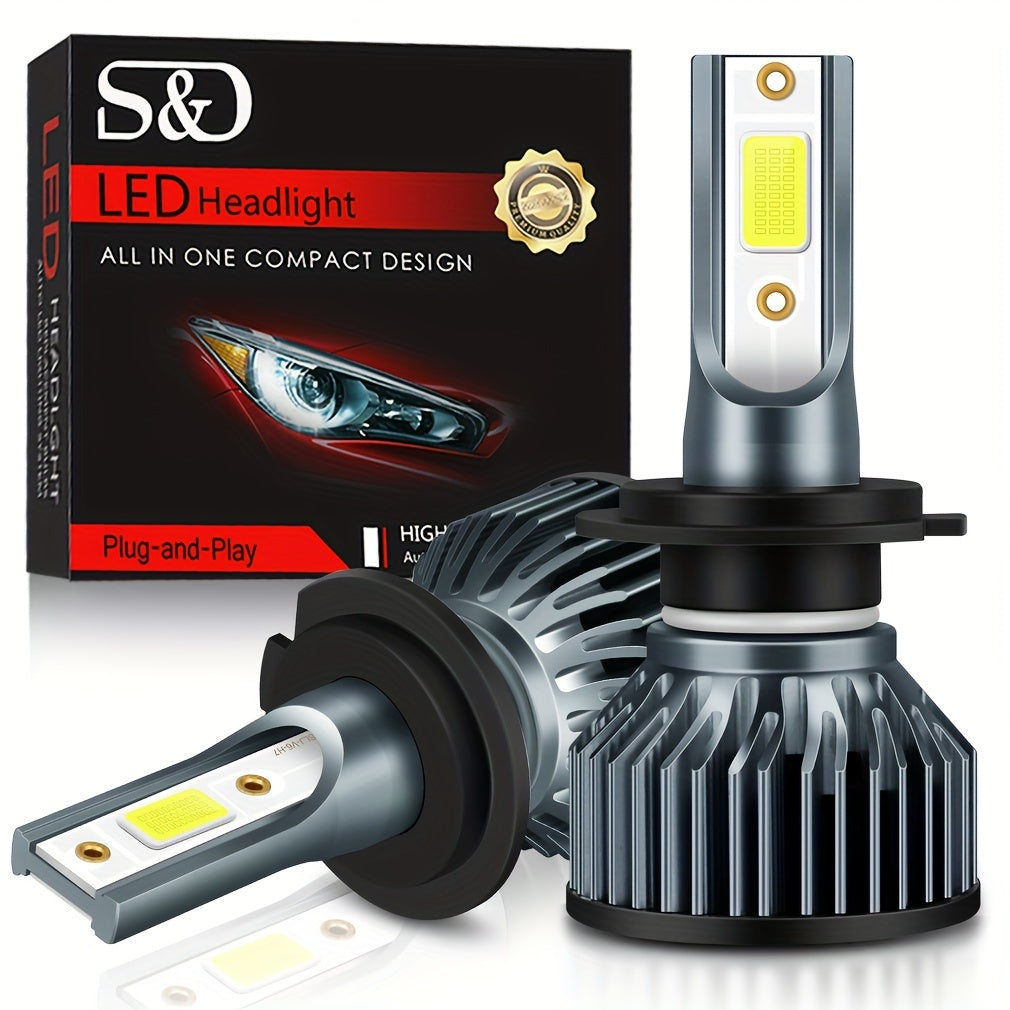 S&D 2pcs LED auto lamps with Canbus technology, 20000LM brightness and super bright COB chips in various sizes