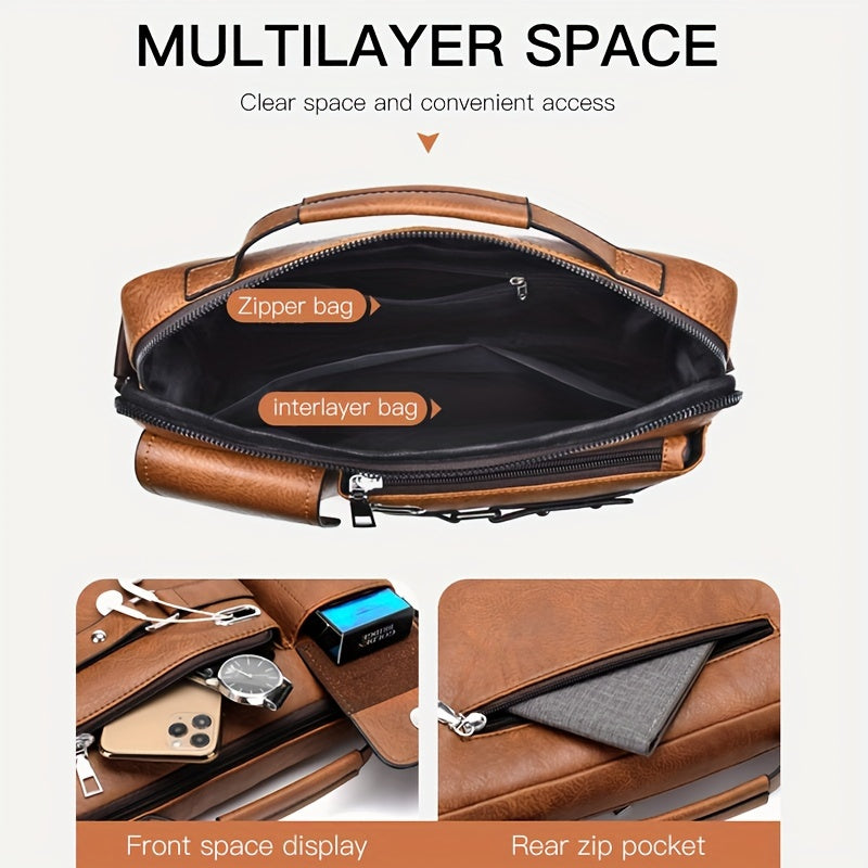 Weixier Men's Business Crossbody Bag made of PU material, suitable as a gift for Father or Anniversary.