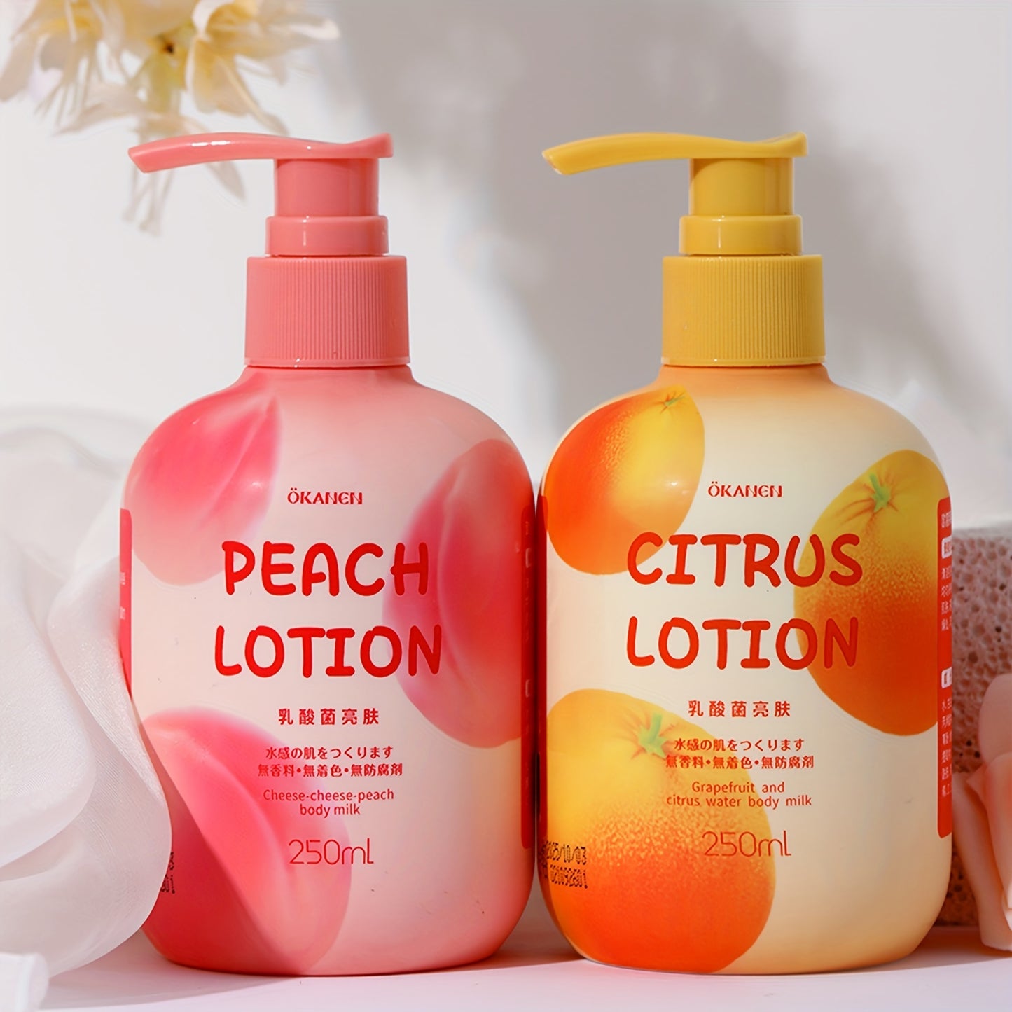 Peach Citrus Body Lotion with Hyaluronic Acid, Nicotinamide, Vitamin C, and Vitamin E for Dry Skin