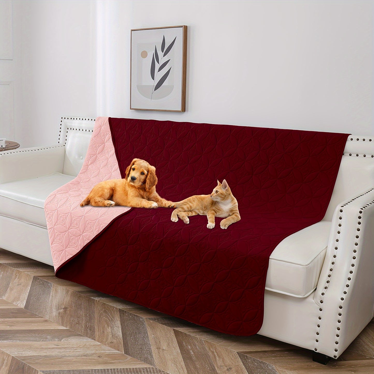 Waterproof dog bed cover with non-slip backing, stain resistant pet blanket for furniture, couch & sofa protection, ideal for small to medium breeds.