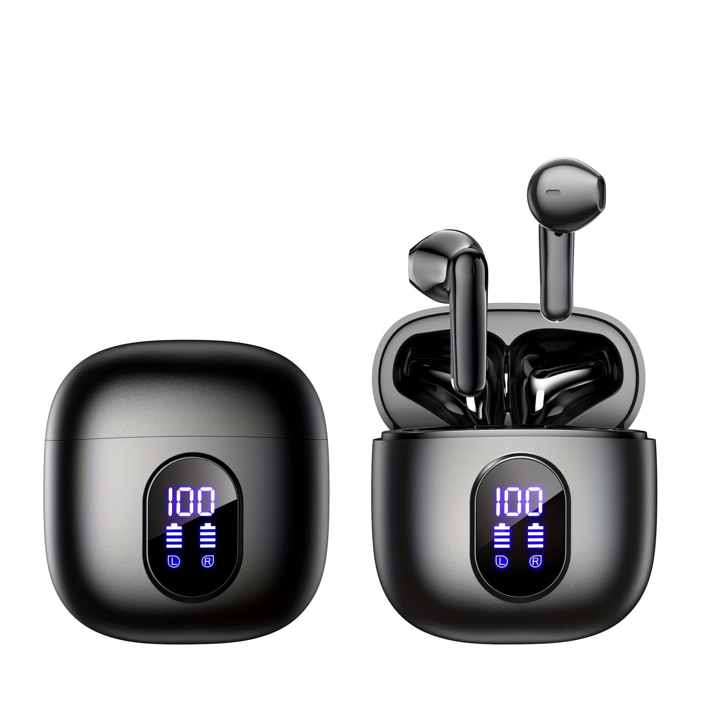 Wireless 5.3 Earbuds: 25 Hours Playtime, Stereo Sound, Enhanced Bass, 4 ENC Microphones, LED Display, Noise Cancellation, Ideal for Sports, Android/iOS Compatible.