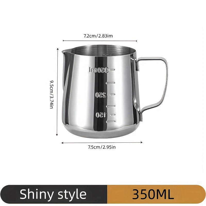 Durable Stainless Steel Milk Frothing Pitcher with Measurement Marks - Great for Creating Beautiful Latte Art & Coffee Designs, Suitable for Home or Professional Settings