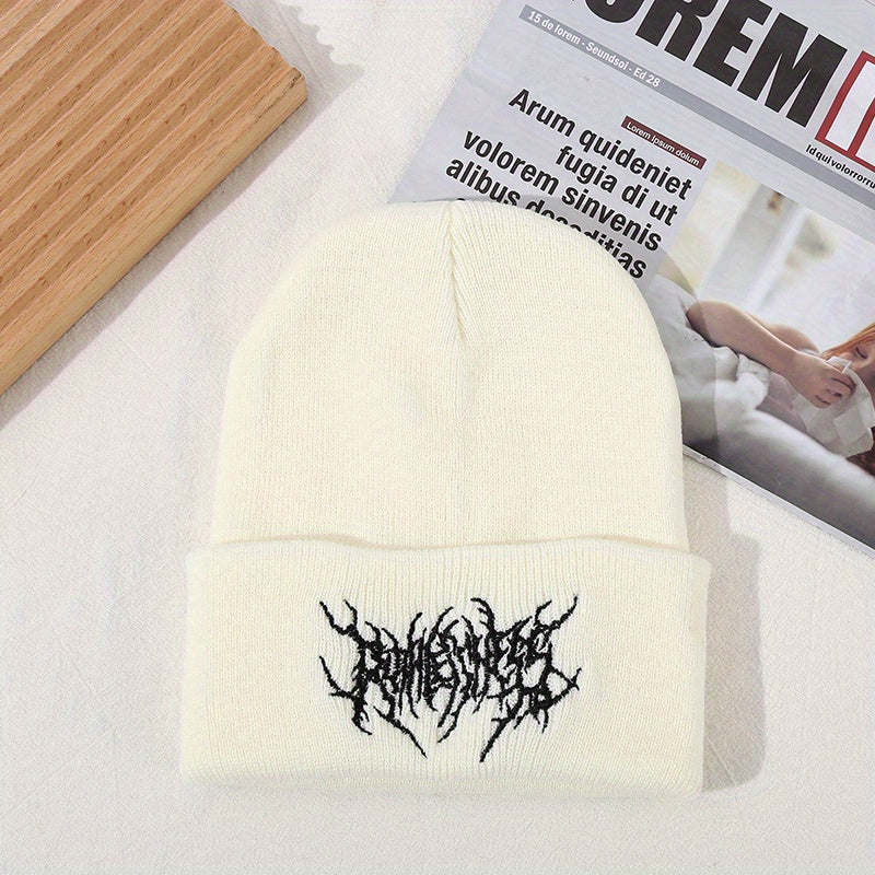 Unisex Casual Gothic Scar Embroidery Knit Beanie Street Fashion Ski Cap