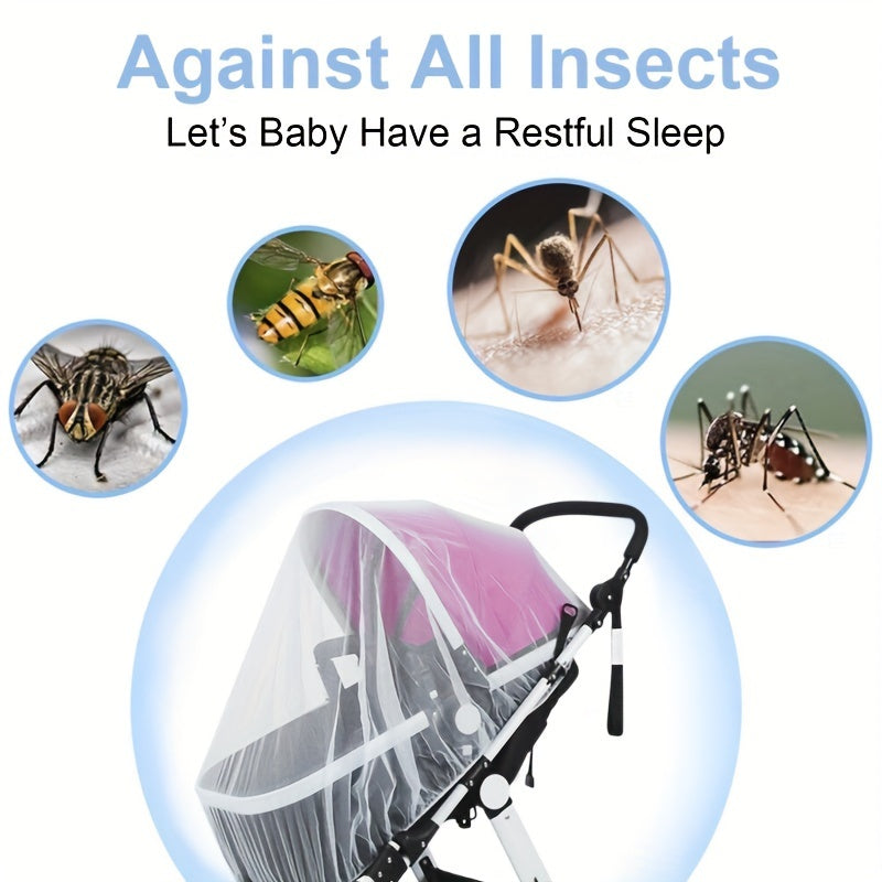 Protect your baby with the Infant Stroller Insect Netting, a mosquito and bug protection cover designed for strollers, carriers, car seats, and cradles. Made of durable polyester mesh with an elastic edge for a secure fit, this netting is perfect for