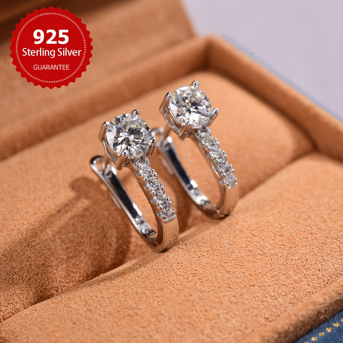 These elegant U-shaped earrings feature 1CT shiny moissanite stones set in 925 sterling silver. They make a perfect Valentine's Day gift and are ideal for weddings. With a luxurious and noble design, these earrings weigh approximately 2.4 grams and each