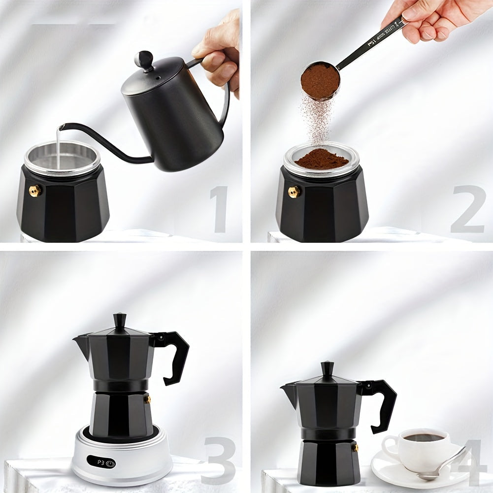 Qayta ishlatiladigan qahva filtrli funnel espresso mashinalari uchun - Zamonaviy alyuminiy moka qozon, 150/300/600ml sig'im, qo'lda ishlash, uy va restoran uchun ideal pishirish