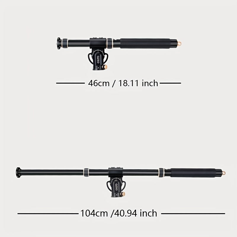 Lightweight horizontal pole with small camera swing arm for shooting vertically at 90 degrees. Compatible with DSLR, mirrorless cameras, and mobile phones. Bottom interface is 3/8 inch and