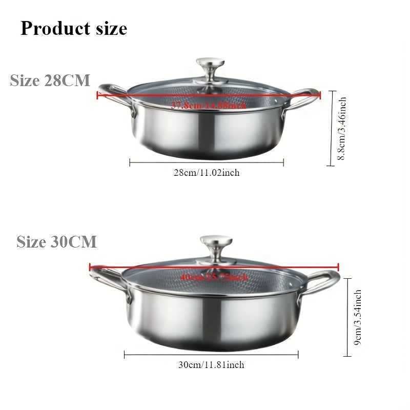 Прочный нержавеющий стальной кастрюля с антипригарной поверхностью в виде сот, двойной котел для большой емкости, совместим с индукционными плитами, идеально подходит для приготовления на пару и тушения супов, высококачественная кухонная посуда.
