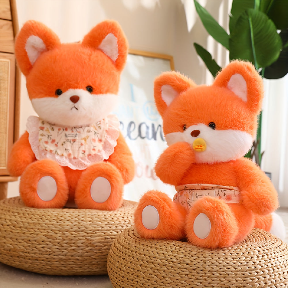 Soft and calming Fox, Bear, and White Cat plush dolls ideal for home decor or as a thoughtful gift.