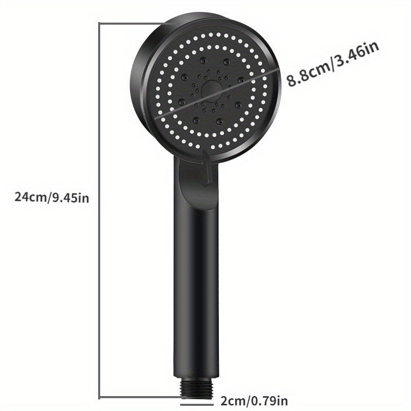 5-setting high-pressure shower head with adjustable flow, wall-mounted, silicone nozzles for better shower experience.