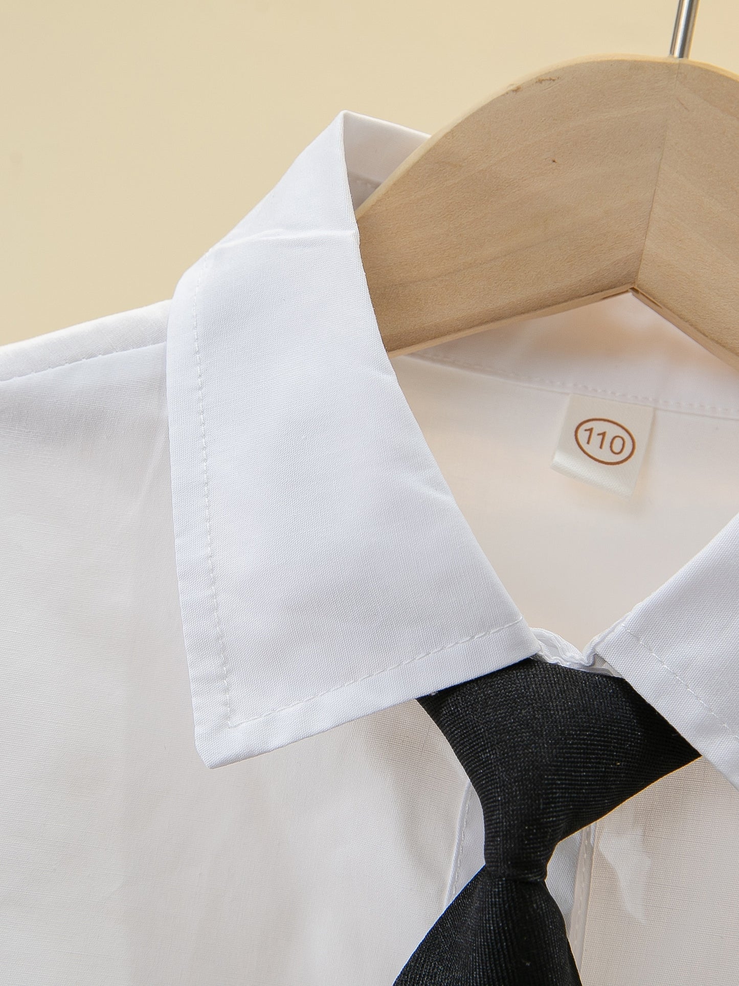 Children's pure cotton white uniform shirt with tie collar, suitable for school or casual wear. Great gift idea.