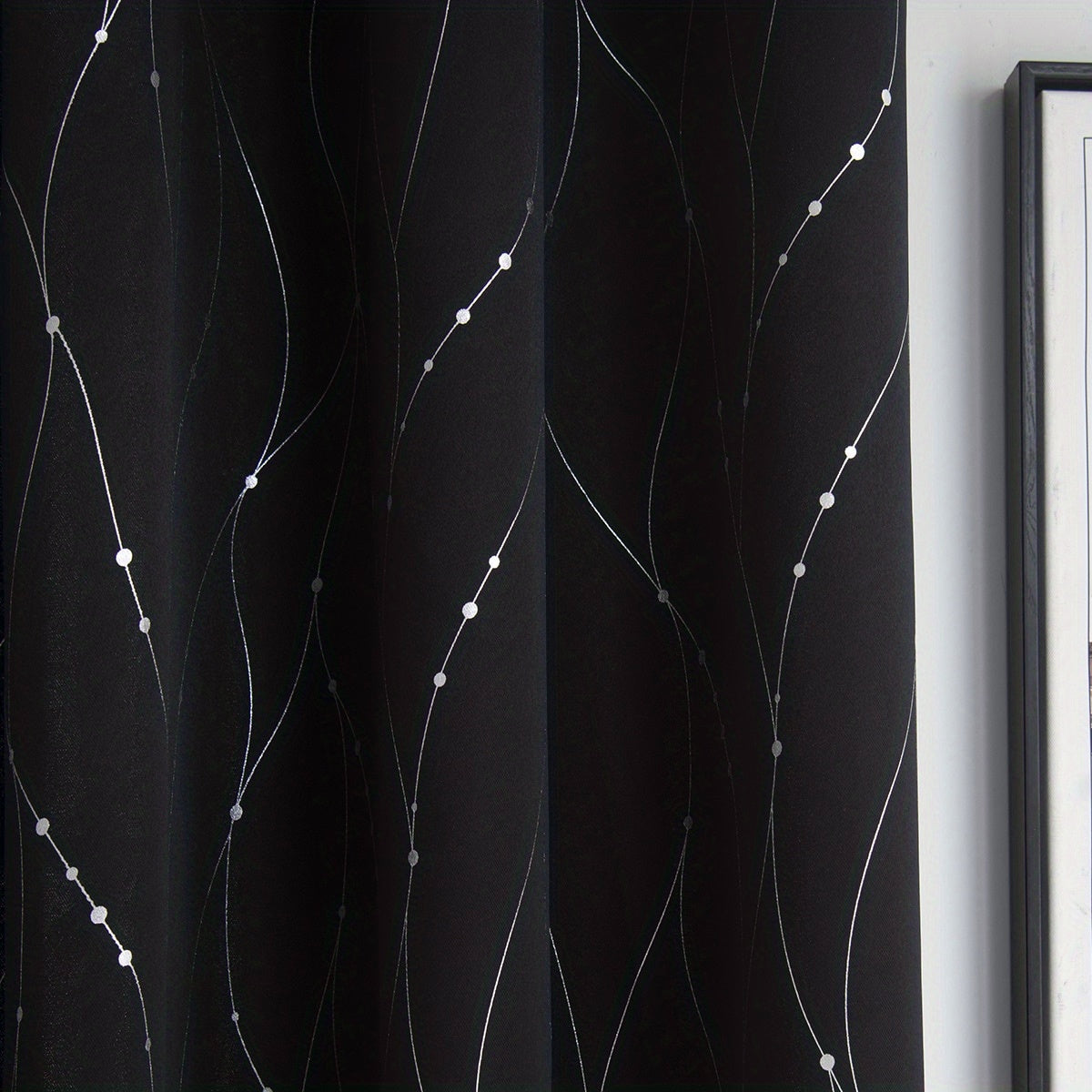 Elegant Silvery Wave Line Pattern Blackout Curtain perfect for any room in your home - living room, bedroom, kitchen, bathroom. Enhance your home decor with this stylish addition.