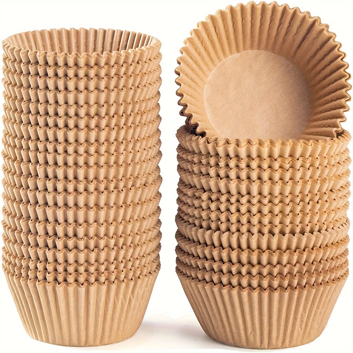 200pcs Natural Paper Baking Cups with 4.98 cm Bottom Size for Cupcakes and Desserts