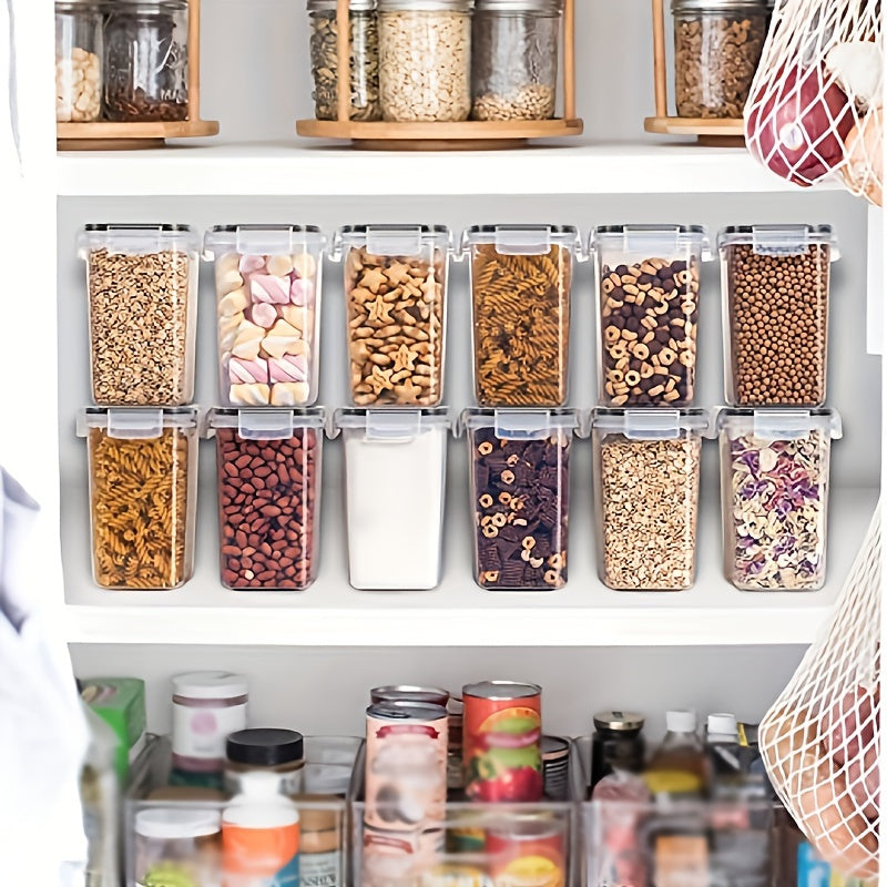 6/12pcs Cereal Storage Container Set, 1.6L / 54oz, BPA-free plastic, Airtight, Labels included. Perfect for RV organization.