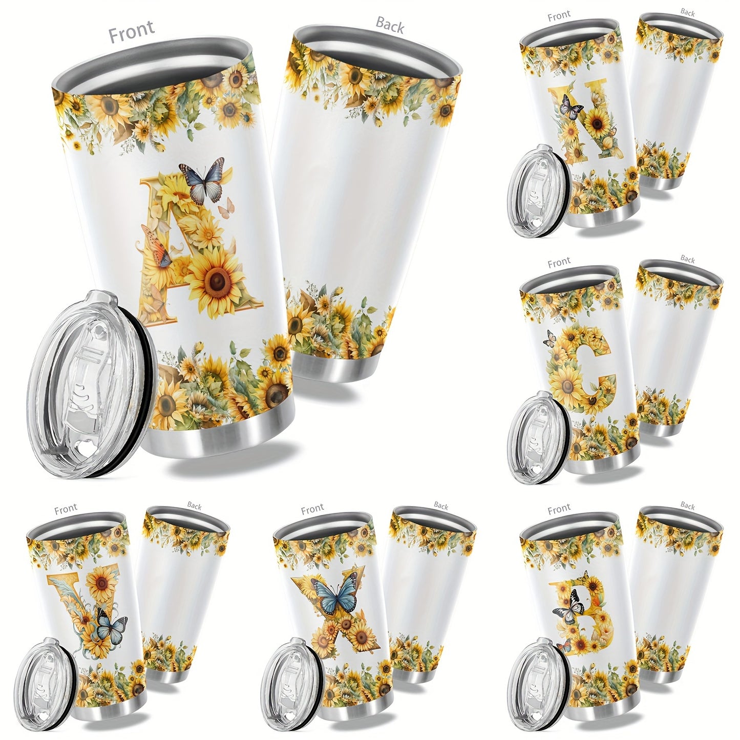 20oz Floral Initials Travel Mug - Double-Walled Tumbler for Women - Ideal Gift for Various Occasions.