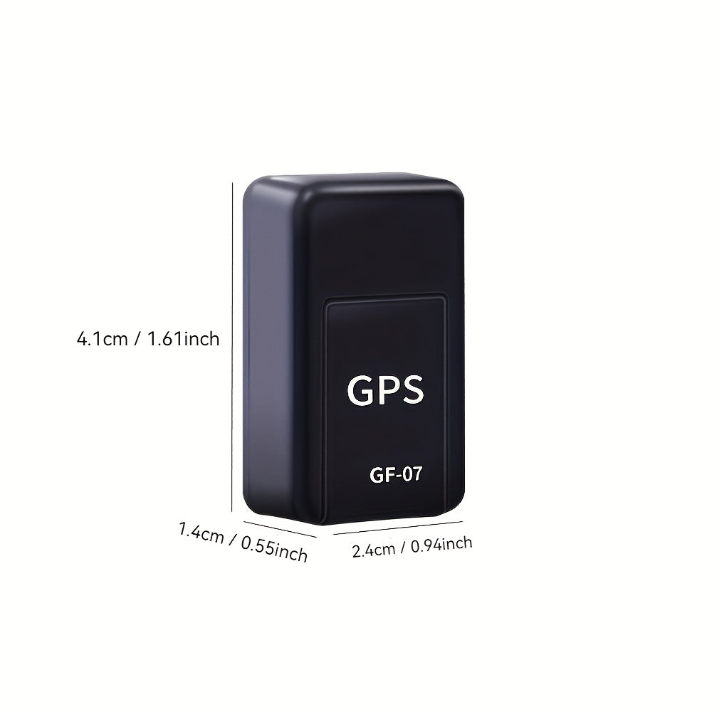 Compact magnetic GPS tracker for cars with real-time positioning, rechargeable battery, universal fit, and ≤36V operating voltage. Memory card/SIM card not included.