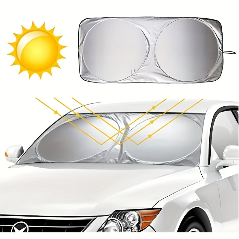 1 car windshield visor for heat insulation and interior protection.