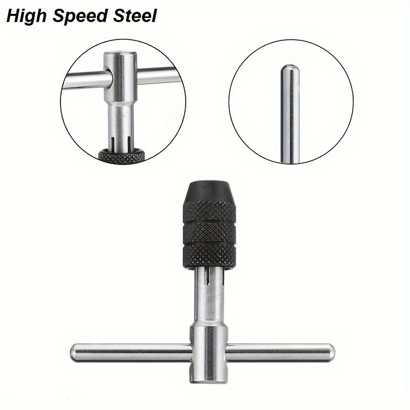 Durable T-Handle Tap Wrench Set for Metal Machinists, DIY Repairs & Crafts, with Adjustable Size for M3-M8 Metric Screw Threads