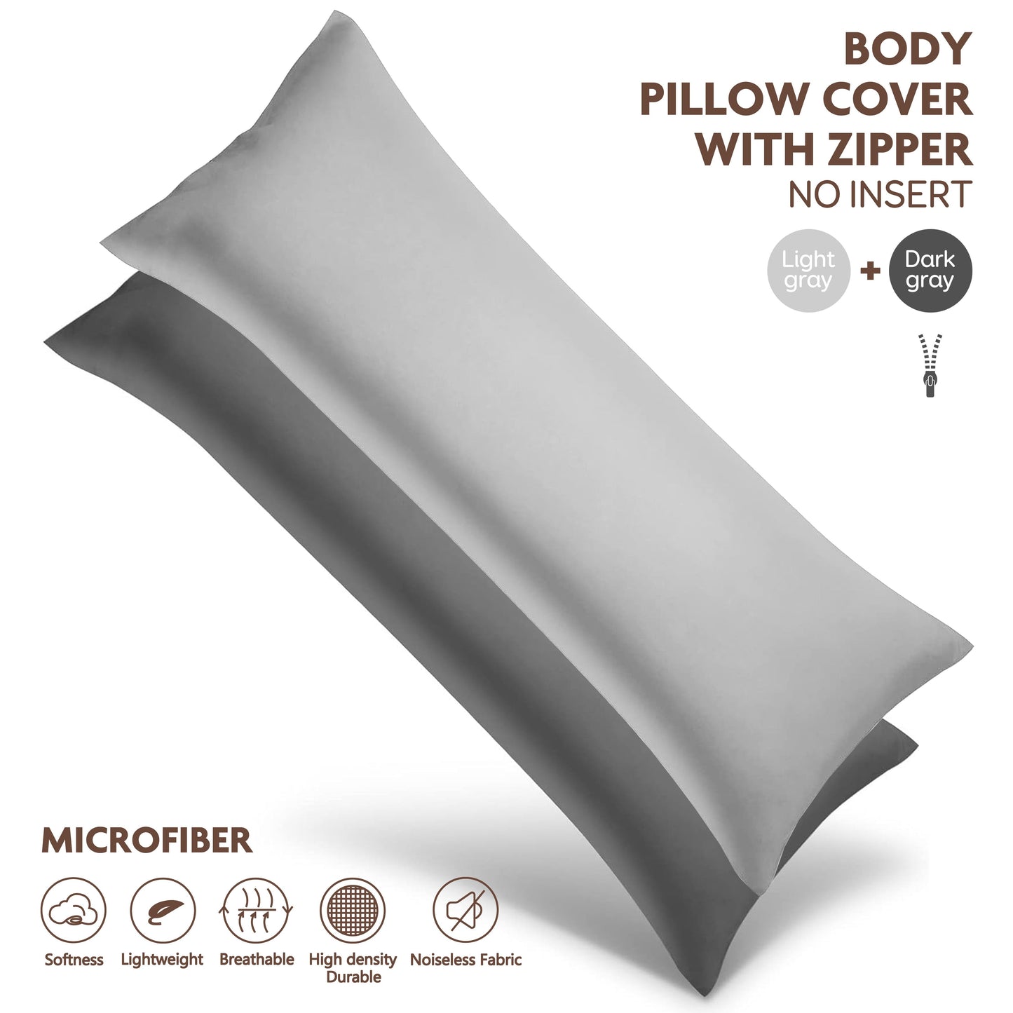 Soft and durable polyester brushed fabric long pillowcase with zipper closure, measuring 51x137cm. Perfect for home bedding decoration. Does not include pillow core.