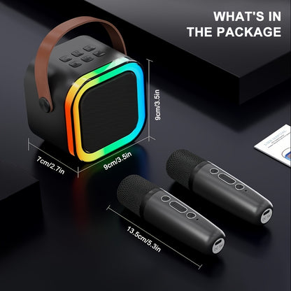 Mini Wireless Karaoke Machine with RGB Light Speaker Set, Ideal for Family Gatherings and Parties.