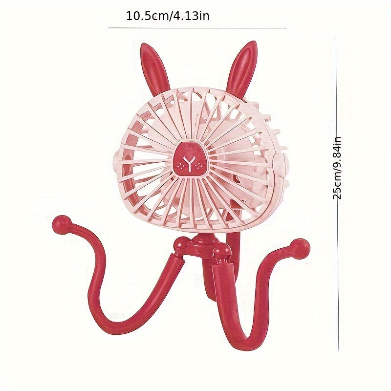 The Rabbit Octopus USB Fan is a cute and convenient portable fan that comes with a flexible stand and a mini clip-on design. Perfect for use in strollers, beds, dorms, desks, and more, this quiet and rechargeable fan is ideal for use at home or while