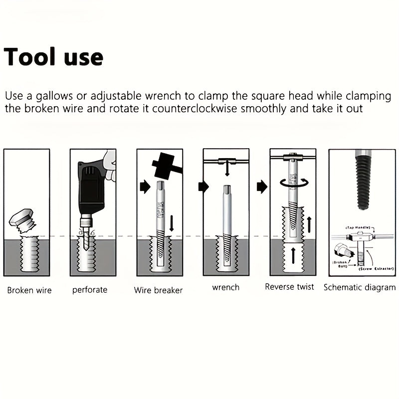 Premium 5/6pcs Screw Extractor Kit for easy removal of damaged screws, bolts, and pipes - essential for woodworking and DIY tasks.