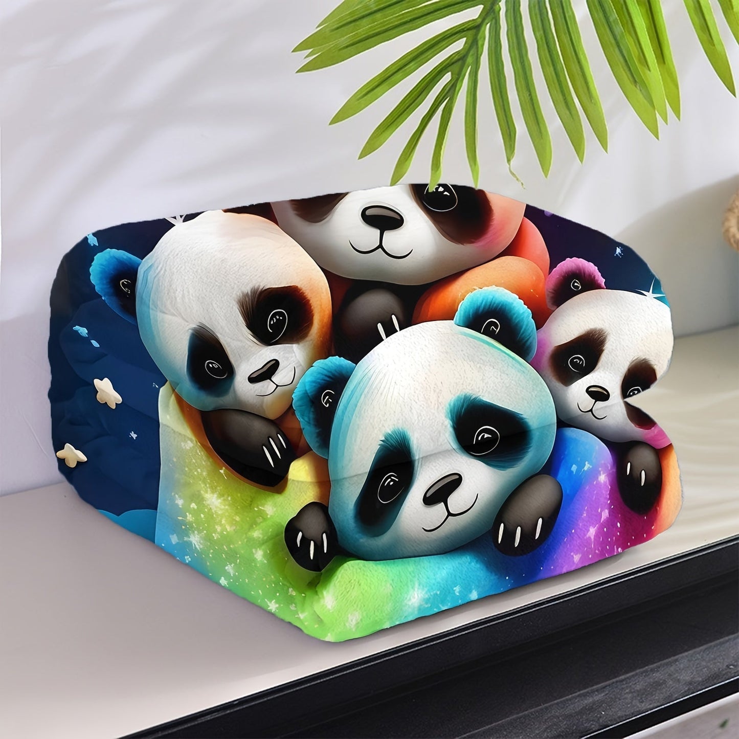 Cozy Modern Panda Design Blanket made from Flannel Fleece, Perfect for All Seasons, Multipurpose Home Decor with Digital Print, Easy to Clean in Washing Machine, Made from Polyester Knit Fabric, 200-250 gsm