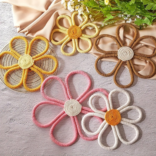 Handcrafted Bohemian Daisy Wall Decor - Woven Macrame Daisy Flower Wall Hanging for Home Office Dorm - Perfect Gift for Christmas, Halloween, Thanksgiving