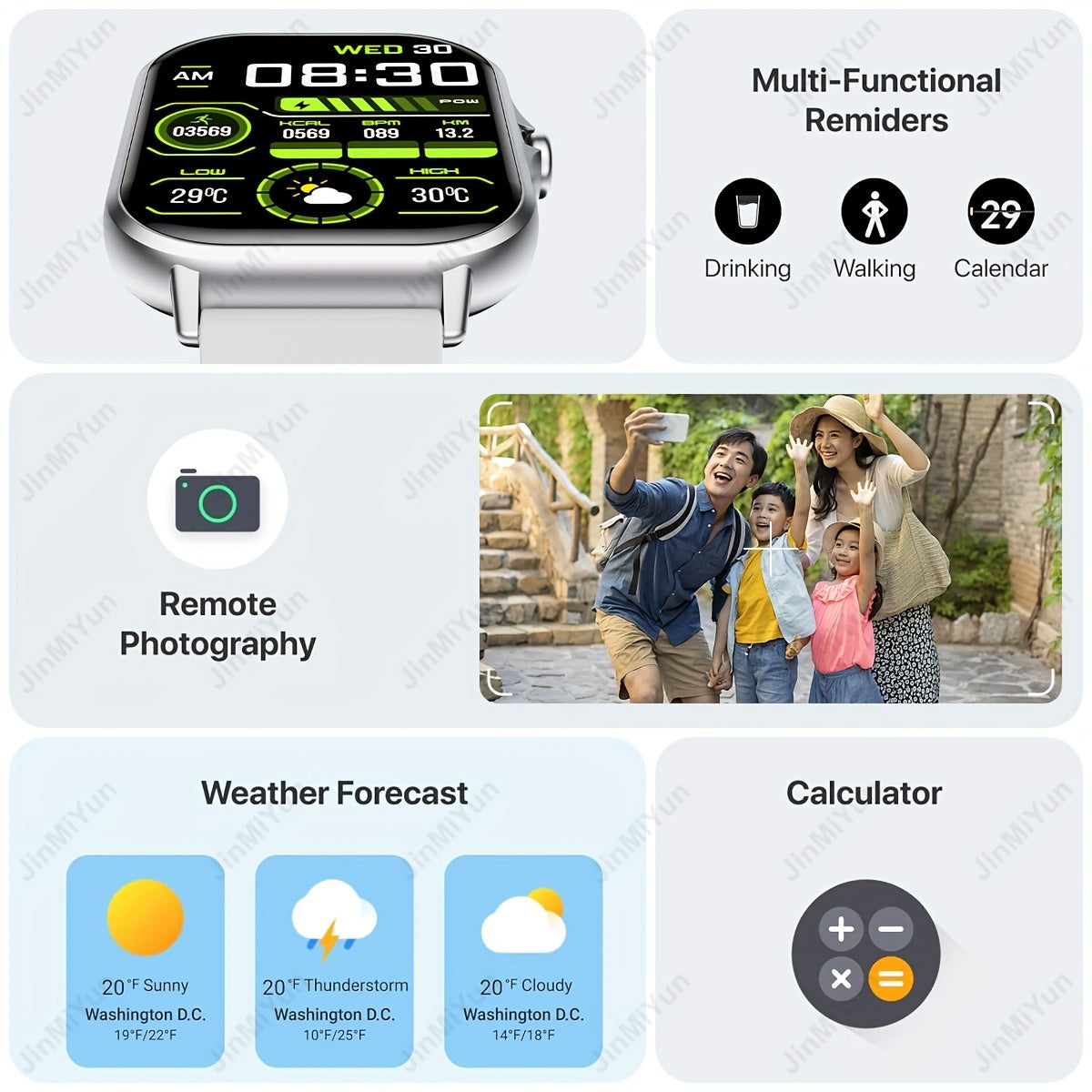 1.83 inch full screen touch sports smartwatch for men and women with wireless call/message reminder, custom watch face wallpaper, multiple sports modes, message reminder, phone answer/dial