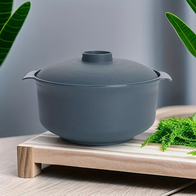 Durable, non-slip salad bowl with lid, microwave safe, novelty shape, ideal for grains, pasta, picnics, camping.