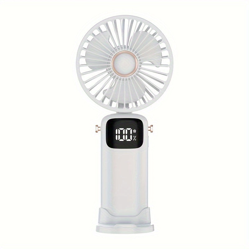 USB Rechargeable Portable Mini Fan with LED Battery Indicator - 6-Speed Handheld Design for Men & Women - Perfect for Office, Outdoor Adventures, Travel & Camping