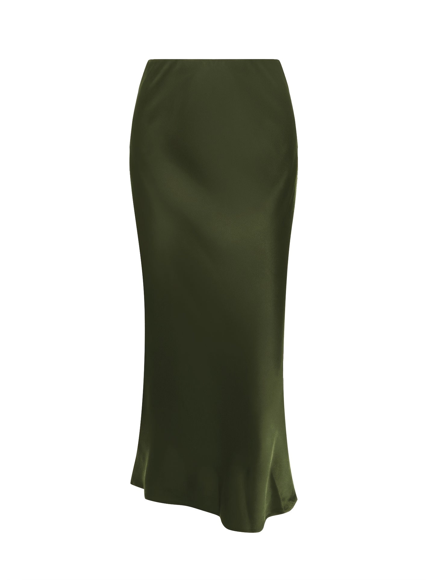 Elegant black high-waisted maxi skirt with A-line cut and smooth satin fabric, perfect for any occasion. Casual chic at its best.