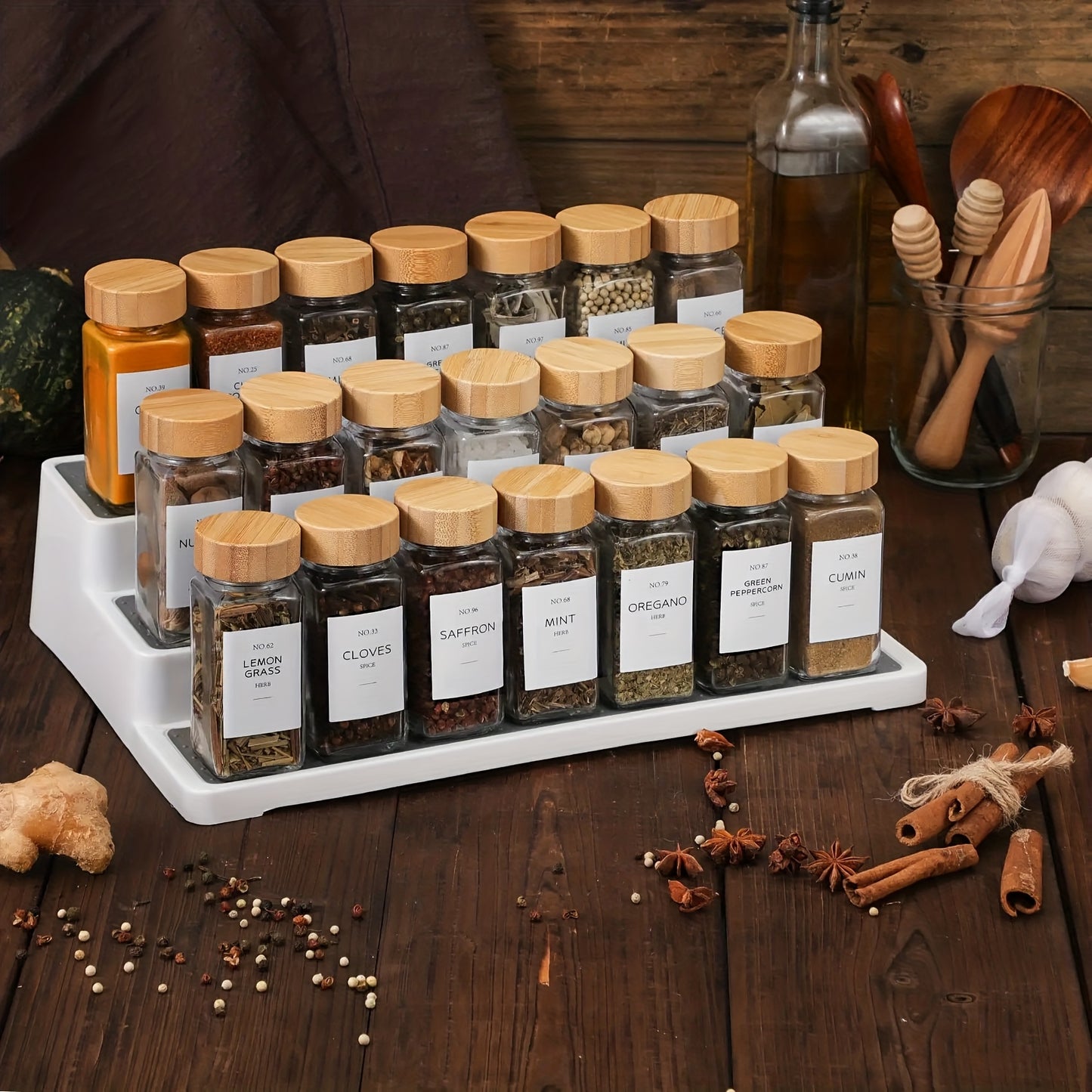 12pcs LDQ Glass Spice Jars for Kitchen Essentials and Cooking Enthusiasts