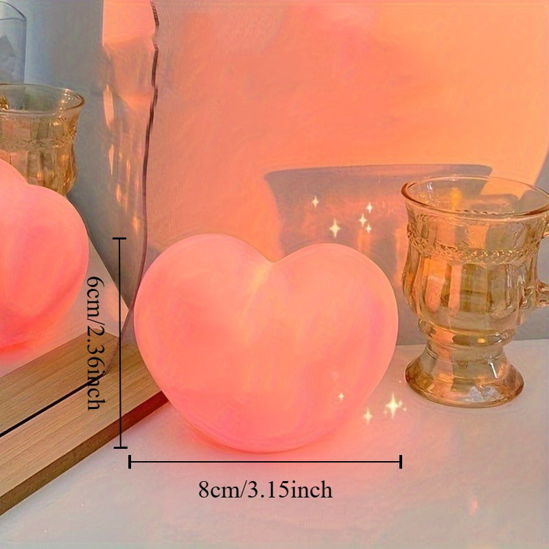 Rose Red Heart-Shaped LED Night Light - Ideal Valentine's & Mother's Day Gift, Battery-Operated, Easy Button Control, Great for Bedroom Decor & Desk Lamp, Non-Rechargeable, 1pc