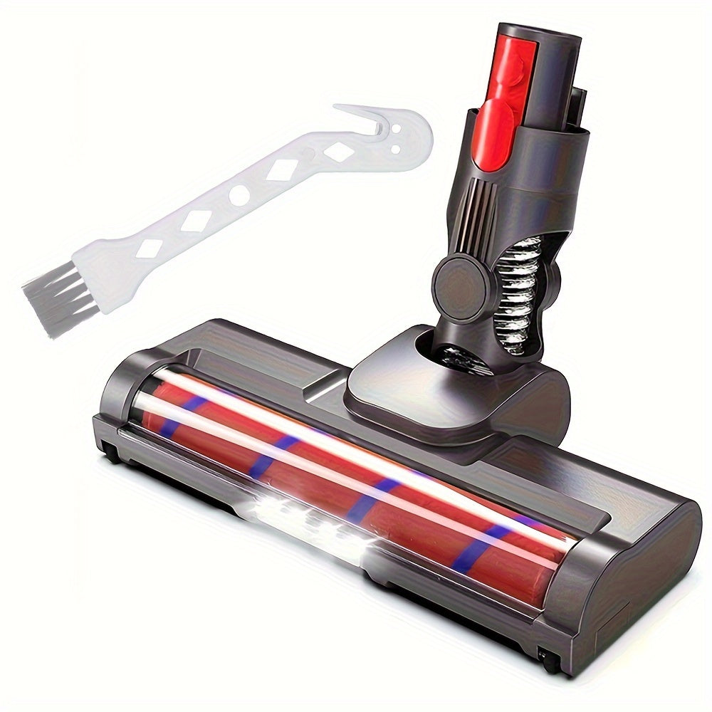 Motorhead attachment compatible with Dyson V8, V7, V10, V11, and V15, ideal for hardwood floors. Replacement soft roller brush head with LED light for Dyson vacuum cleaners