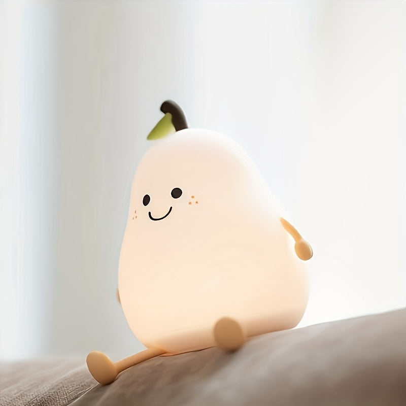 YETHKE Beautiful Pear-Shaped LED Night Light featuring Multiple Color Modes - Ideal for Adding a Touch of Style to Nurseries and Bedrooms.