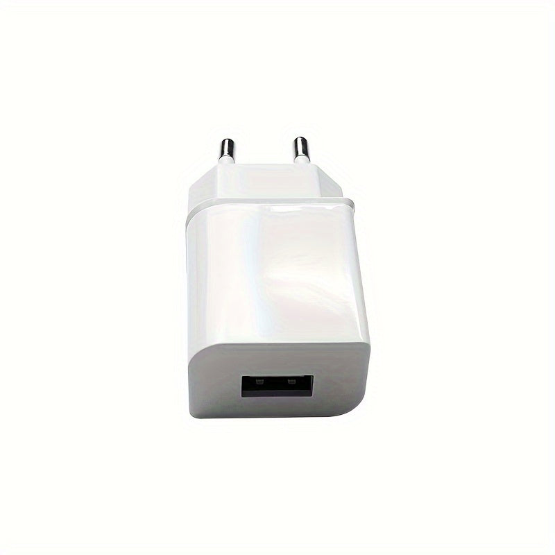 5W USB wall charger with EU plug for charging various devices such as iPhone, headphones, mobile phones, Samsung, Kindle, drones, TV sound bar, earbuds, MP3, and MP4.