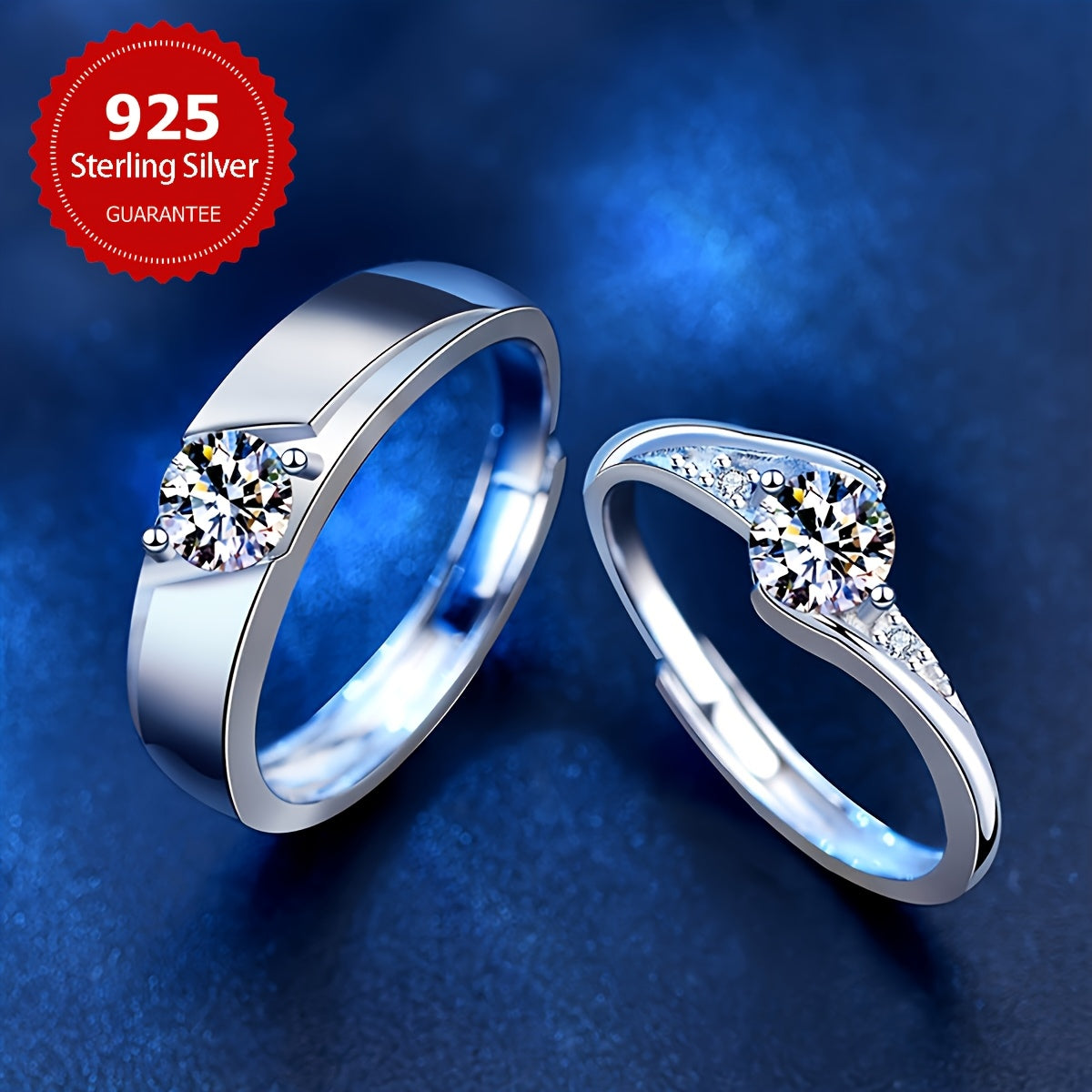 925 Sterling Silver Promise Rings Set with 0.5 Carat Moissanite, Elegant and Luxurious, Ideal for Engagement, Wedding, Anniversary, Valentine's Day, or Any Occasion