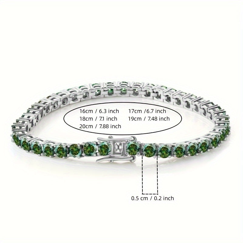 Shiny Moissanite Tennis Bracelet in 925 Sterling Silver, with Gift Box - Perfect Anniversary, Wedding, or Birthday Gift