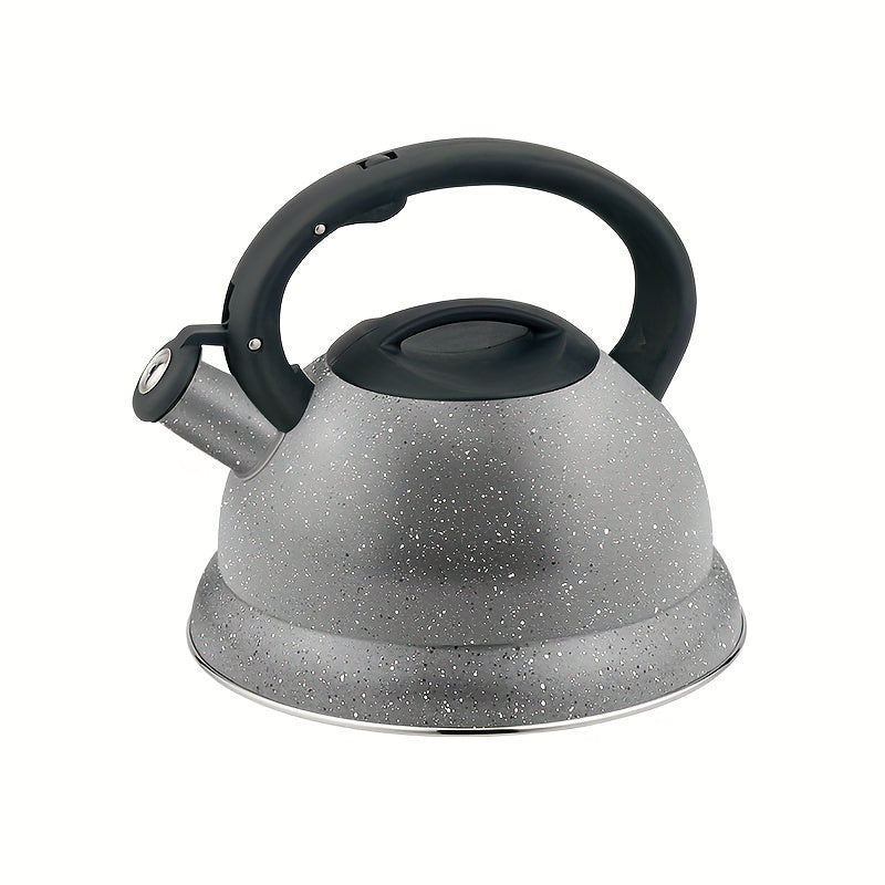 Stainless Steel Kettle featuring Heat-Resistant Black Plastic Handle, Anti-Rust and Whistle Design, Ideal for Stovetop Use - 3L Capacity