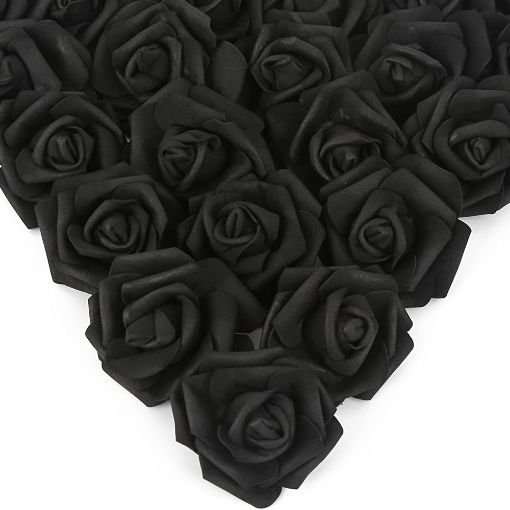 50 pack of luxurious PE foam artificial rose flower heads for various occasions - perfect for DIY crafts, weddings, and home décor throughout the year.