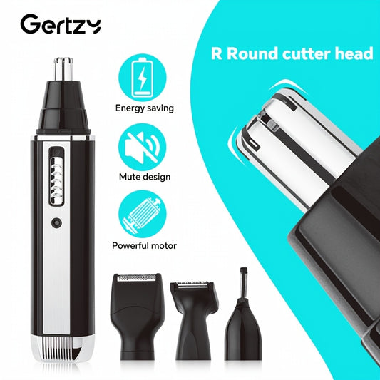 GERTZY 4-in-1 Men's Grooming Kit: USB rechargeable trimmer for nose, beard, eyebrows, and hair. LCD display, painless shaving, perfect gift. Stylish clippers with nickel-based battery.