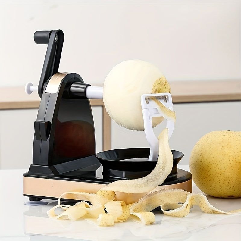 Effortlessly peel fruits and potatoes with the 1pc Easy-Twist Hand Peeler. Made with durable ABS construction and featuring automatic rotation, this peeler is perfect for kitchen use. It is food-safe and provides quick and effortless peeling.