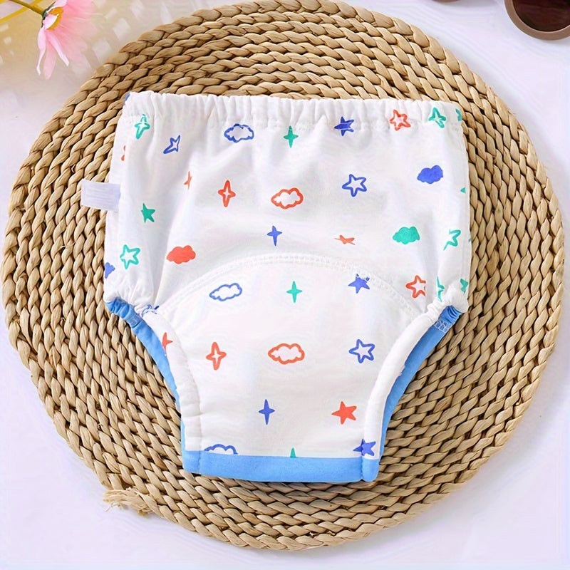 Durable and Eco-Friendly Cotton Training Pants featuring Cute Cartoon Animals - Breathable and Washable Diaper with 6-Layer Gauze, Ideal for Year-Round Use