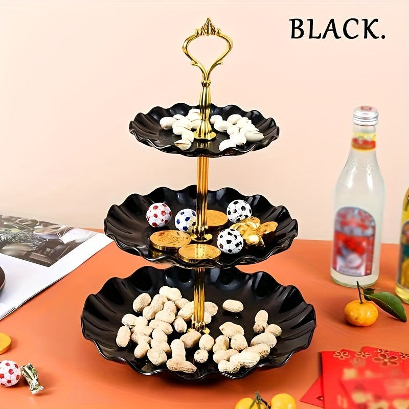 Stylish 3-Tier European Candy & Fruit Stand - Great for Holidays and Parties - Durable, Food-Safe Plastic