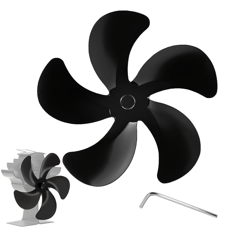 Replacement blades made of heat-driven aluminum alloy for a 5-blade stove fan, designed for wood burning fireplaces. These accessories are compatible with the fan to keep it running efficiently.